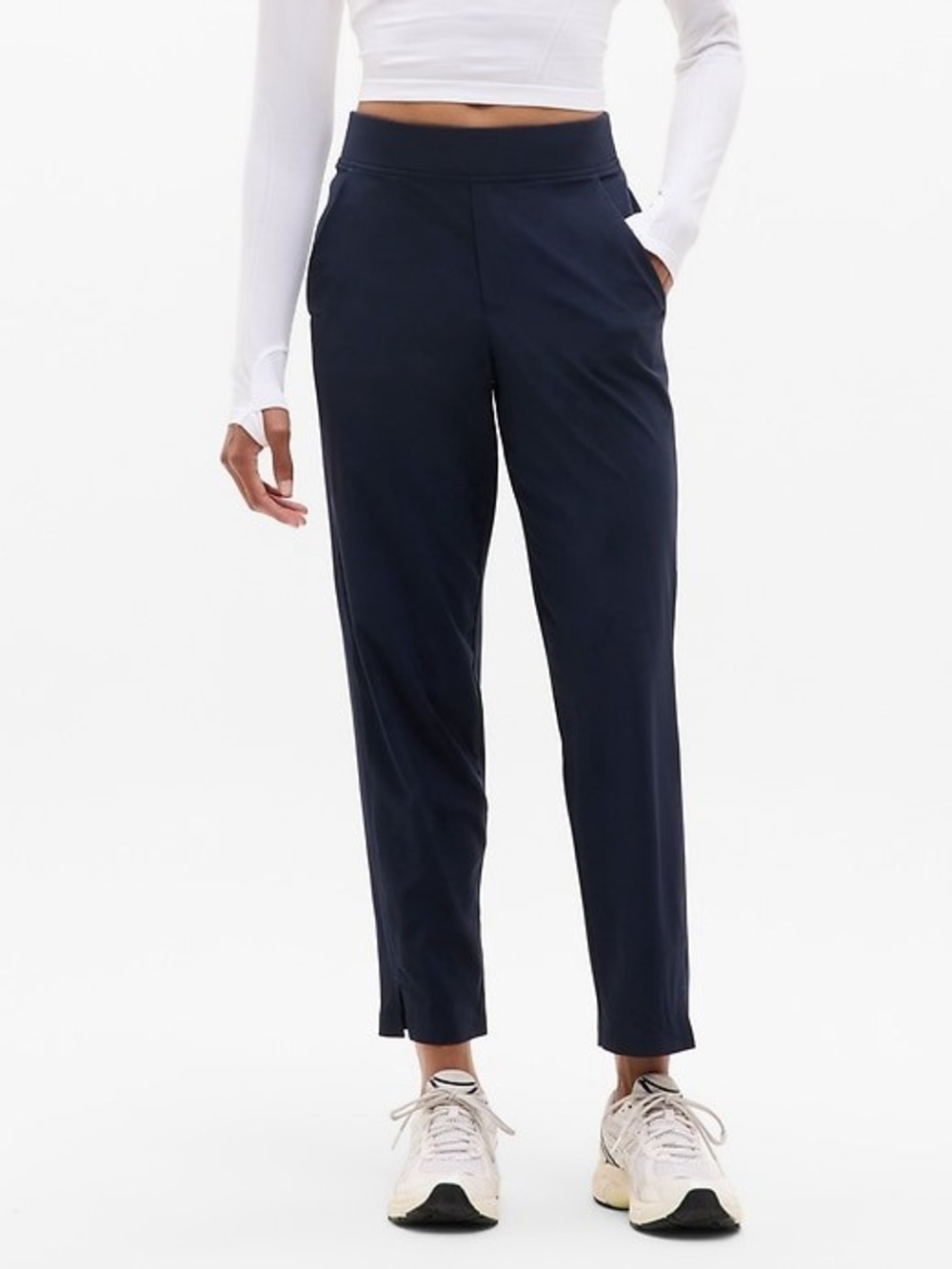 Athleta Navy Performance Ankle Pants with Side Zippers Size 4